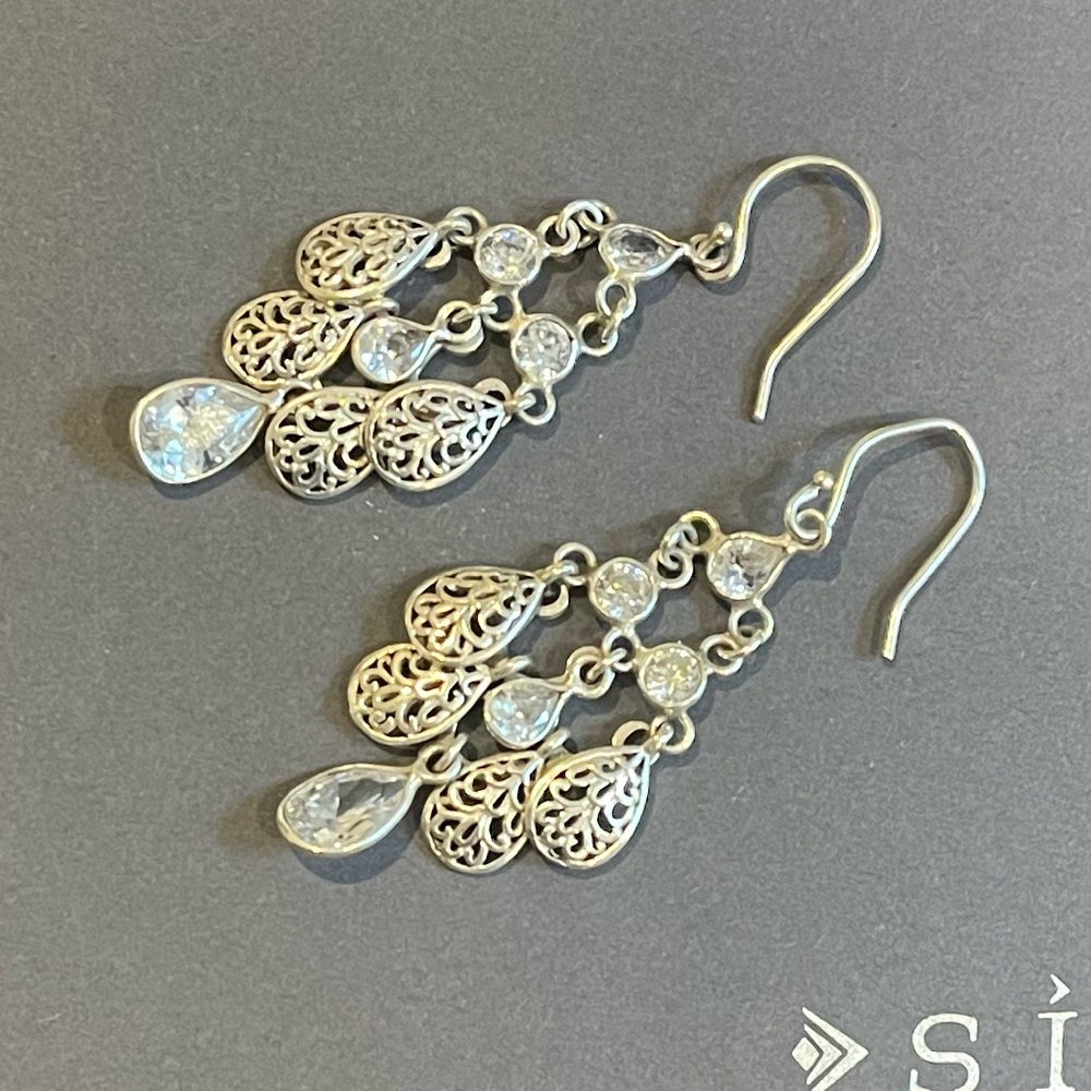 Silpada sterling silver Cz cascading chandelier earrings